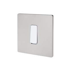 Sanded Nickel - Single cover plate - 1 flat white button | Two-way switches | Modelec