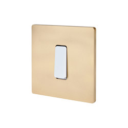 Sanded Brass - Single cover plate - 1 flat white button |  | Modelec