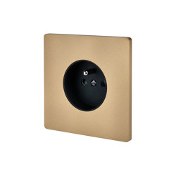 Sanded Brass - Single cover plate - 1 Socket | Schuko sockets | Modelec