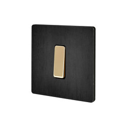 STB Steel - Single cover plate - 1 flat mirror varnished brass button | Two-way switches | Modelec
