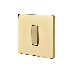 Mirror Varnished Brass - Single cover plate - 1 flat mirror varnished brass button | Two-way switches | Modelec
