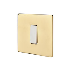 Mirror Varnished Brass - Single cover plate - 1 flat ivory button |  | Modelec