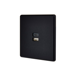 Soft Touch Noir - Plaque Simple - USB C - USB A | Sockets | Modelec