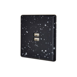 Black Terrazzo - Single Cover Plate - 1 USB A | Sockets | Modelec