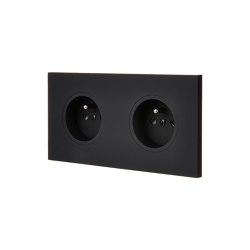 Negro Soft Touch - Placa doble horizontale - 2 Enchufes | Sockets | Modelec