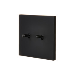 Black Soft Touch - Single Cover Plate - 2 black toggles | Toggle switches | Modelec