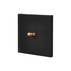 Negro Soft Touch - Placa simple - 1 dorado palanca | Interruptores a palanca | Modelec