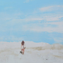 Chica con bolso en la playa | Wall decoration | NOVOCUADRO ART COMPANY