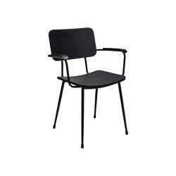 Gerlin Plywood AC, seat and back matt black lacquered | with armrests | Satelliet Originals