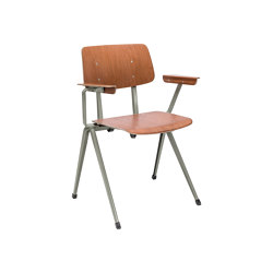 S-17 AC, frame grey, seat, back and arm redbrown | Chairs | Satelliet Originals