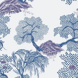 Jardin D'Asie Blanc Et Bleu | Carta parati / tappezzeria | ISIDORE LEROY