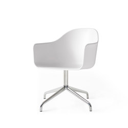 Harbour Dining Chair, Star Base W.Swivel | Polished Aluminium, White Plastic | Stühle | Audo Copenhagen