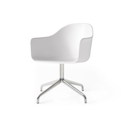 Harbour Dining Chair, Star Base W.Swivel W. Return | Polished Aluminium, White Plastic | Chairs | Audo Copenhagen