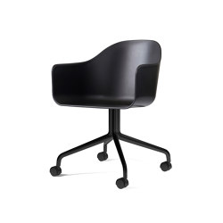 Harbour Dining Chair, Swivel Base W. Casters | Black Aluminium, Black Plastic |  | MENU
