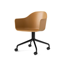 Harbour Dining Chair, Swivel Base W. Casters | Black Aluminium, Khaki Plastic | Chairs | Audo Copenhagen