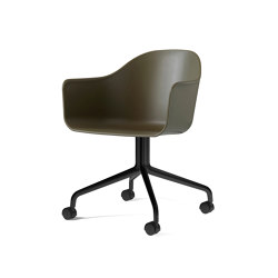 Harbour Dining Chair, Swivel Base W. Casters | Black Aluminium, Olive Plastic | Stühle | Audo Copenhagen