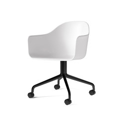 Harbour Dining Chair, Swivel Base W. Casters | Black Aluminium, White Plastic | Stühle | Audo Copenhagen