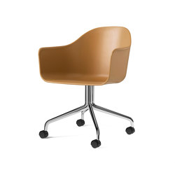 Harbour Dining Chair, Swivel Base W. Casters | Polished Aluminium, Khaki Plastic | Chairs | Audo Copenhagen