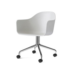 Harbour Dining Chair, Swivel Base W. Casters | Polished Aluminium, Light Grey Plastic | Sillas | Audo Copenhagen