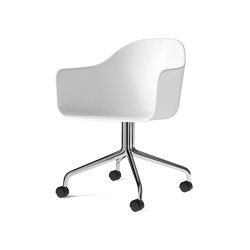 Harbour Dining Chair, Swivel Base W. Casters | Polished Aluminium, White Plastic | Chairs | Audo Copenhagen
