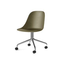 Harbour Side Dining Chair, Star Base W. Casters | Polished Aluminium, Olive Plastic | Sedie | Audo Copenhagen