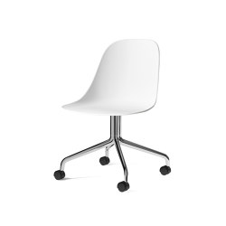 Harbour Side Dining Chair, Star Base W. Casters | Polished Aluminium, White Plastic | Sedie | Audo Copenhagen