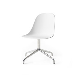 Harbour Side Dining Chair, Star Base W.Swivel | Polished Aluminium, White Plastic | Sillas | Audo Copenhagen