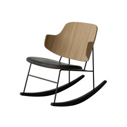 The Penguin Rocking Chair, Black Steel | Natural Oak / Solid Black Ash Rocker / Dakar 0842 | Poltrone | Audo Copenhagen