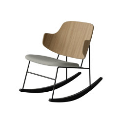 The Penguin Rocking Chair, Black Steel | Natural Oak / Solid Black Ash Rocker / Re-Wool 218 | Armchairs | Audo Copenhagen