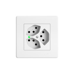 Orientation and decorative luminaires | Triple socket outlet with voltage indicator | Swiss sockets | Feller
