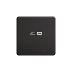 Schalter, Taster und Steckdosen | USB-Ladesteckdose Typ 13, A&C schwarz | Schweizer-Norm | Feller