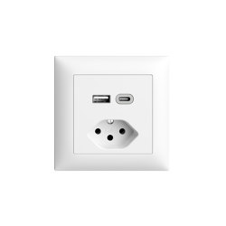 Switches, push buttons and sockets | USB-Ladesteckdose Typ 13, A&C schwarz | Swiss sockets | Feller