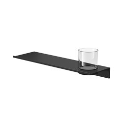 Leev | Badezimmerablage 40 cm Schwarz mit Glas | Ablagen / Ablagenhalter | Geesa