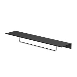 Leev | Bathroom shelf 60 cm Black with towel rail 40 cm Chrome | Bath shelves | Geesa
