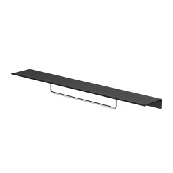 Leev | Bathroom shelf 80 cm Black with towel rail 40 cm Brushed stainless steel | Bath shelves | Geesa