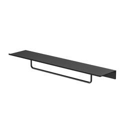 Leev | Bathroom shelf 60 cm with towel rail 40 cm Black | Bath shelves | Geesa