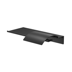 Leev | Bathroom shelf 28 cm with toilet roll holder with cover Black | Bathroom accessories | Geesa