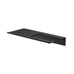 Leev | Bathroom shelf 28 cm with toilet roll holder without cover Black | Bathroom accessories | Geesa