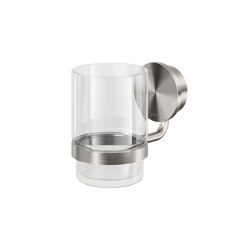 Opal Brushed stainless steel | Glass holder with glass Brushed stainless steel | Toothbrush holders | Geesa