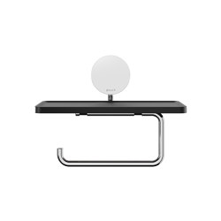 Opal Chrome | Toilet roll holder with shelf Chrome | Bathroom accessories | Geesa