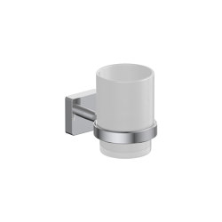 Forum quadra Wall-mounted tumbler holder with satined glass tumbler | Bathroom accessories | Inda