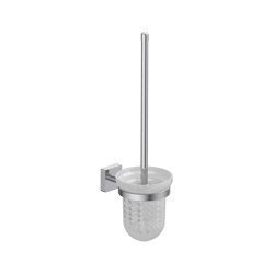 Forum quadra Wall-mounted toilet brush holder, with satined glass dish | Bathroom accessories | Inda
