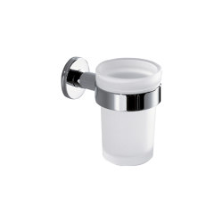 Touch Wall-mounted tumbler holder with satined glass tumbler | Portaspazzolini | Inda