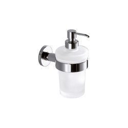 Touch Wall-mounted soap dispenser with satined glass container and chrome-plated brass pump | Soap dispensers | Inda