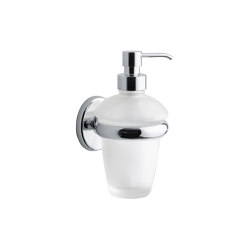 Colorella Wall-mounted soap dispenser with satined glass container and chrome-plated brass pump | Bathroom accessories | Inda