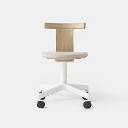 Jiro Swivel Chair Natural - White Base with Casters - Upholstered | Sedie | Resident