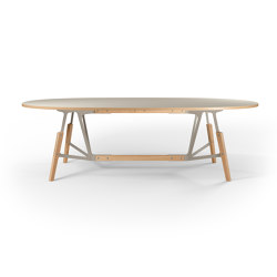 Stammtisch oval table, plywood tabletop