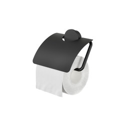Opal Black | Toilet Roll Holder With Cover Black | Bathroom accessories | Geesa
