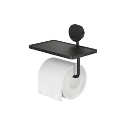 Opal Black | Toilet Roll Holder With Shelf Black | Bathroom accessories | Geesa