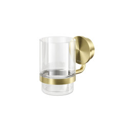 Opal Brushed Gold | Glass Holder With Glass Brushed Gold | Bathroom accessories | Geesa